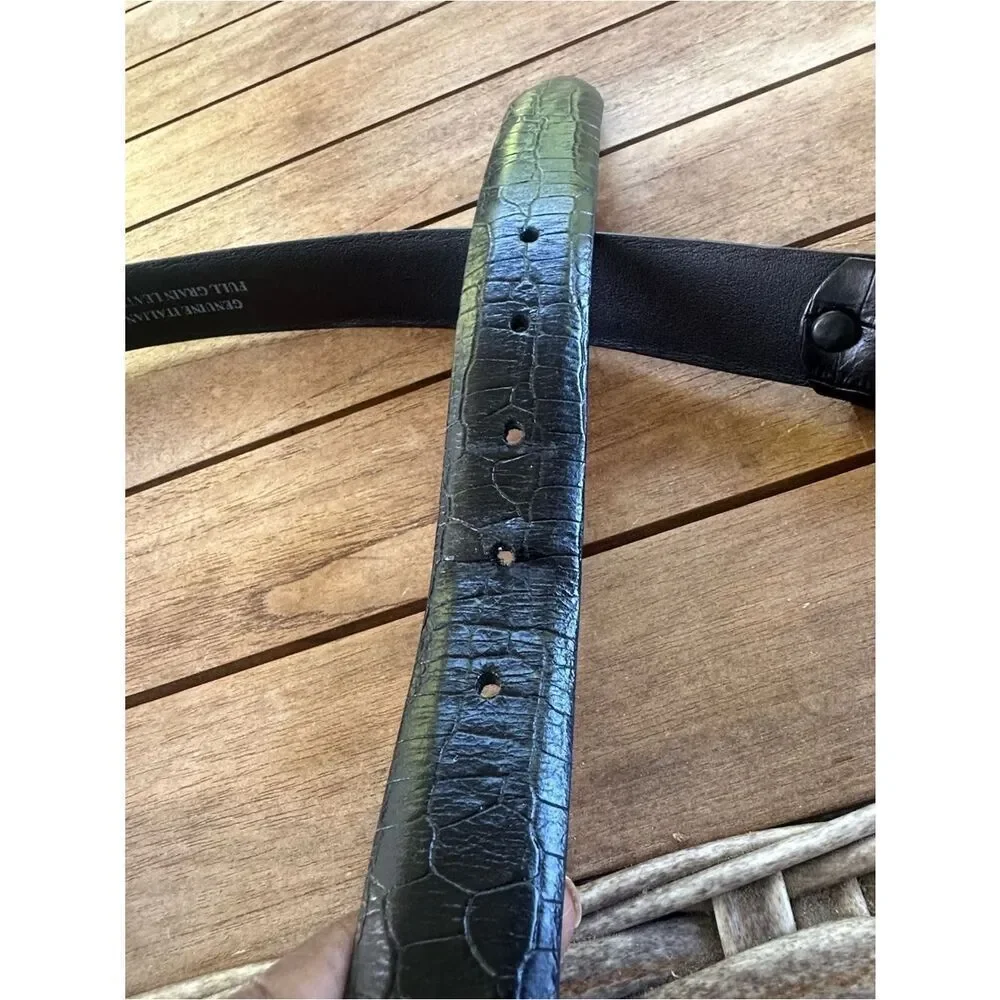 Genuine Italian Full Grain Black Leather Belt 40